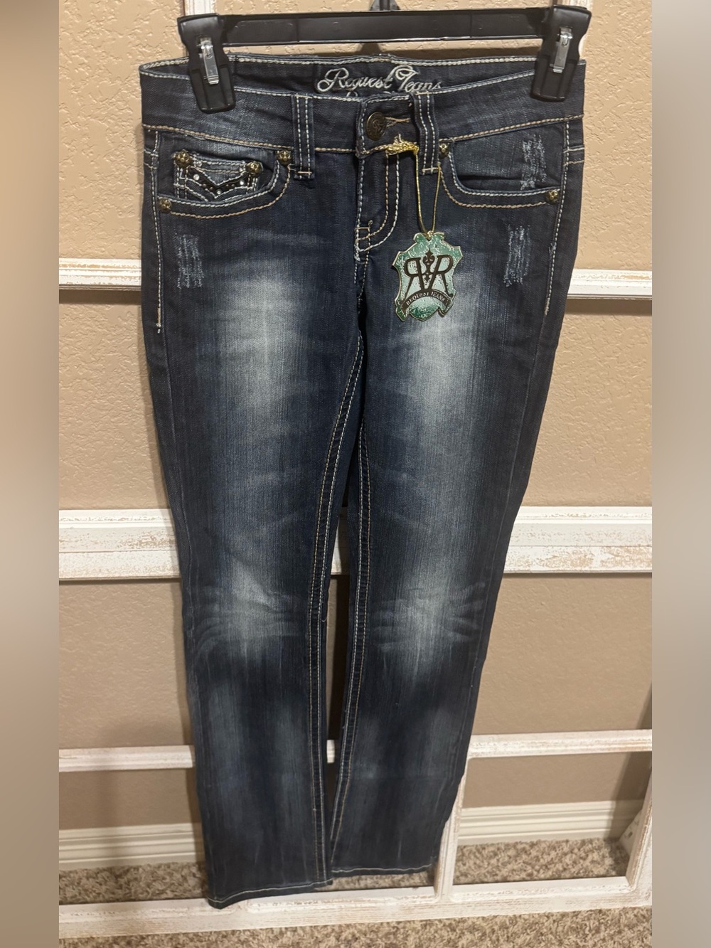 NWT Request Jeans; Faded Stretch Embellished; Sz 0/24